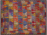 Caucasian Turkish Kilim Cassius Red/Brown Wool Rug - 6'5'' x 9'7''