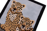 handmade Contemporary Leopard Tan Ivory Hand Tufted  100% WOOL area rug 2' x 3'