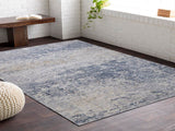 handmade Transitional Vintage Blue Gray Machine Made RECTANGLE POLYESTER area rug 9x12