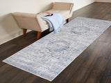 handmade Transitional Vintage Gray Blue Machine Made RECTANGLE POLYESTER area rug 9x12