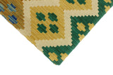 handmade Geometric Ottoman Ivory Green HandmadeRECTANGLE 100% WOOL area rug Ottoman