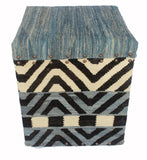handmade Geometric Ottoman Blue Ivory HandmadeRECTANGLE 100% WOOL area rug 