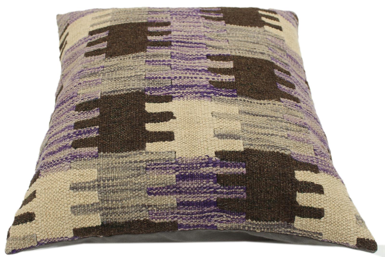 handmade Traditional Pillow Purple Gray Hand-made SQUARE 100% WOOL area rug