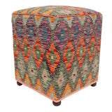 Modern Samara Handmade Kilim Upholstered Ottoman