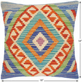 handmade Traditional Pillow Blue Rust Hand-Woven SQUARE 100% WOOL area rug