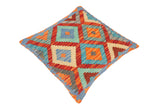 handmade Traditional Pillow Blue Rust Hand-Woven SQUARE 100% WOOL area rug