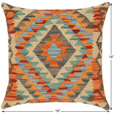 handmade Traditional Pillow Rust Blue Hand-Woven SQUARE 100% WOOL area rug