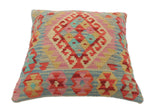 handmade Tribal Turkish Antique Red Blue Hand-Woven SQUARE 100% WOOL pillow