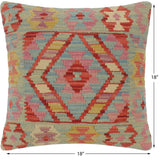 handmade Tribal Turkish Antique Blue Red Hand-Woven SQUARE 100% WOOL pillow