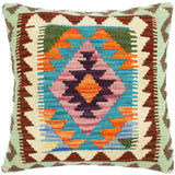 Shabby Chic Turkish Brock Hand Woven Kilim Throw Pillow