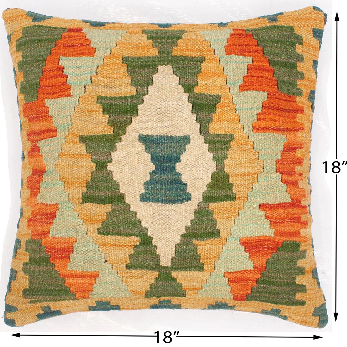 handmade Traditional Pillow Gold Rust Hand-Woven SQUARE 100% WOOL area rug