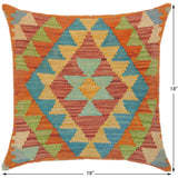 handmade Traditional Pillow Orange Gold Hand-Woven SQUARE 100% WOOL area rug