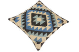 handmade Traditional Pillow Blue Black Hand-Woven SQUARE 100% WOOL area rug