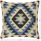 handmade Traditional Pillow Blue Black Hand-Woven SQUARE 100% WOOL area rug