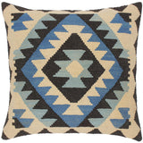 handmade Traditional Pillow Blue Black Hand-Woven SQUARE 100% WOOL area rug