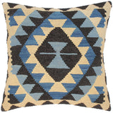 handmade Traditional Pillow Blue Black Hand-Woven SQUARE 100% WOOL area rug