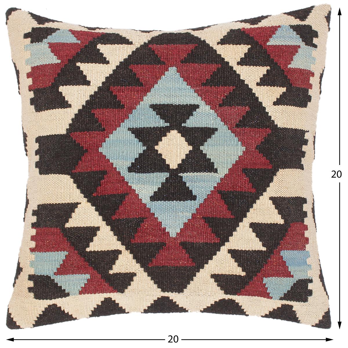 handmade Traditional Pillow Red Blue Hand-Woven SQUARE 100% WOOL area rug