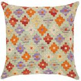 Modern Turkish Noe Hand Woven Kilim Throw Pillow