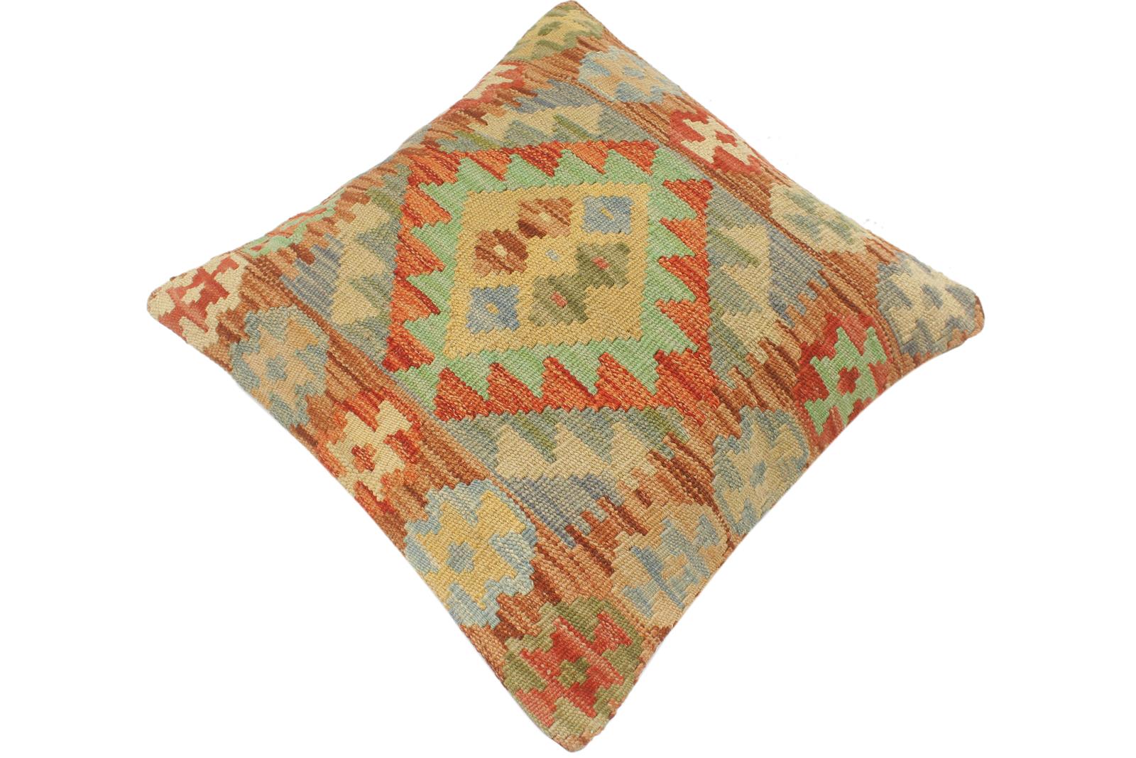 handmade Tribal Turkish Antique Rust Brown Hand-Woven SQUARE 100% WOOL pillow