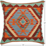 handmade Traditional Pillow Rust Blue Hand-Woven SQUARE 100% WOOL area rug