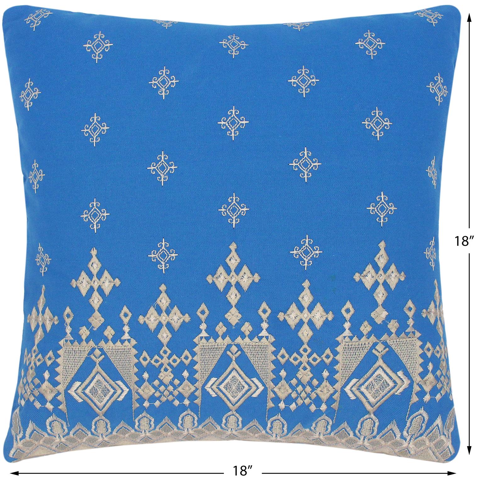 handmade Turkish Throw Pillow Blue Gray  SQUARE COTTON area rug