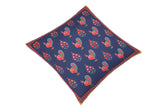 handmade Turkish Throw Pillow Blue Orange  SQUARE SILK area rug
