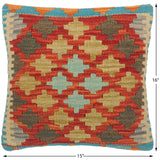 handmade Traditional Pillow Rust Blue Hand-Woven SQUARE 100% WOOL area rug