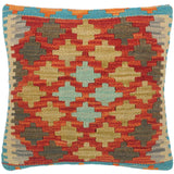 handmade Traditional Pillow Rust Blue Hand-Woven SQUARE 100% WOOL area rug