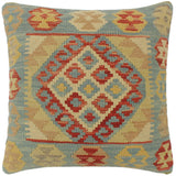 handmade Tribal Turkish Antique Blue Rust Hand-Woven SQUARE 100% WOOL pillow