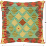 handmade Tribal Turkish Antique Blue Rust Hand-Woven SQUARE 100% WOOL pillow