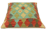 handmade Tribal Turkish Antique Blue Rust Hand-Woven SQUARE 100% WOOL pillow