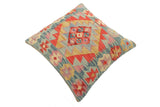 handmade Tribal Turkish Antique Blue Red Hand-Woven SQUARE 100% WOOL pillow