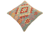 handmade Tribal Turkish Antique Blue Red Hand-Woven SQUARE 100% WOOL pillow