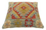 handmade Tribal Turkish Antique Blue Red Hand-Woven SQUARE 100% WOOL pillow