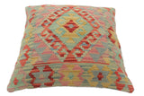 handmade Tribal Turkish Antique Blue Red Hand-Woven SQUARE 100% WOOL pillow