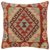 handmade Tribal Turkish Antique Red Blue Hand-Woven SQUARE 100% WOOL pillow