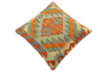 handmade Tribal Turkish Antique Rust Blue Hand-Woven SQUARE 100% WOOL pillow