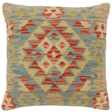 handmade Tribal Turkish Antique Rust Blue Hand-Woven SQUARE 100% WOOL pillow
