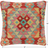 handmade Tribal Turkish Antique Red Blue Hand-Woven SQUARE 100% WOOL pillow