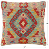 handmade Tribal Turkish Antique Blue Red Hand-Woven SQUARE 100% WOOL pillow