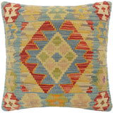 handmade Tribal Turkish Antique Rust Blue Hand-Woven SQUARE 100% WOOL pillow