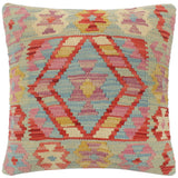 handmade Tribal Turkish Antique Red Blue Hand-Woven SQUARE 100% WOOL pillow