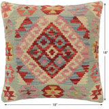 handmade Tribal Turkish Antique Red Blue Hand-Woven SQUARE 100% WOOL pillow