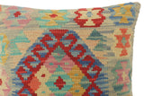 handmade Tribal Turkish Antique Blue Red Hand-Woven SQUARE 100% WOOL pillow