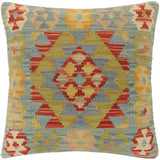 handmade Tribal Turkish Antique Rust Blue Hand-Woven SQUARE 100% WOOL pillow