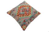 handmade Tribal Turkish Antique Red Blue Hand-Woven SQUARE 100% WOOL pillow