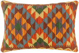 handmade Tribal Rust Blue Hand-Woven RECTANGLE 100% WOOL Pillow