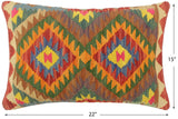 handmade Tribal Red Blue Hand-Woven RECTANGLE 100% WOOL Pillow