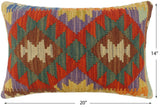 handmade Tribal Rust Blue Hand-Woven RECTANGLE 100% WOOL Pillow