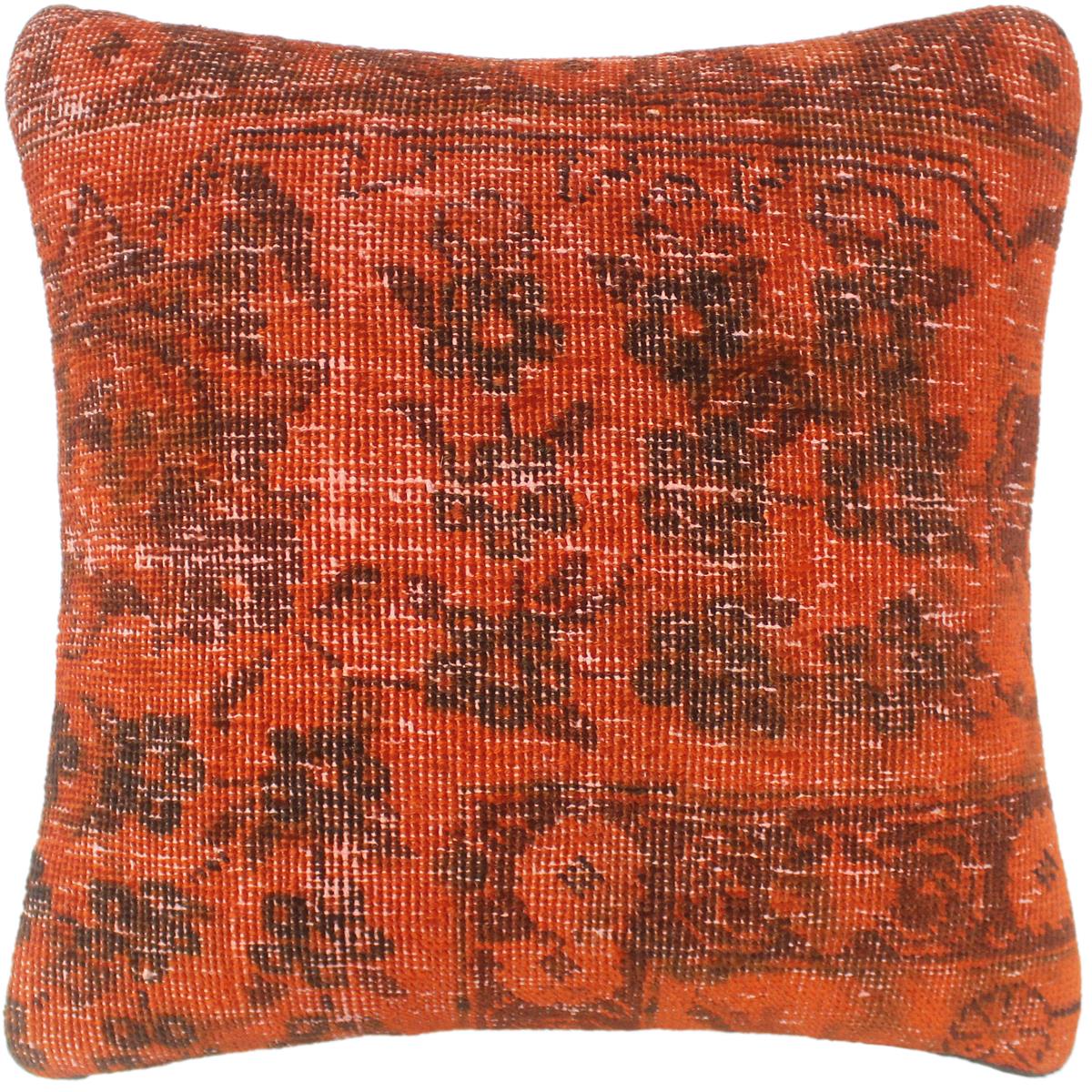 handmade Vintage Pillow Rust Brown Hand-Woven SQUARE 100% WOOL Vintage Pillow